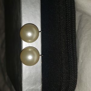Vintage Trifari Clip Single Pearl Earrings